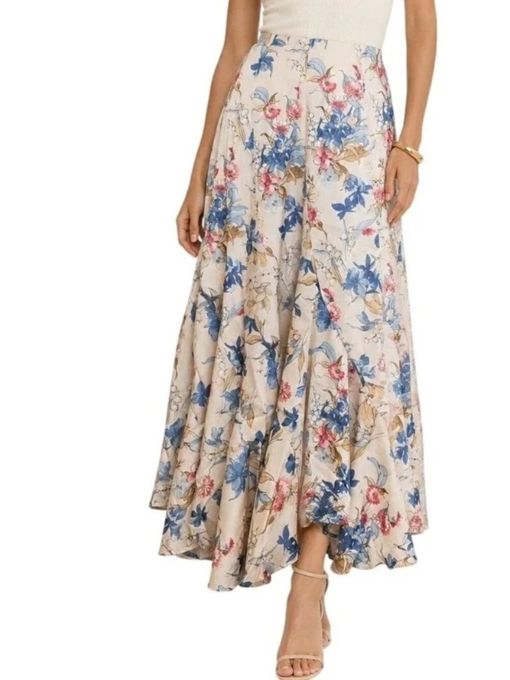 Tuckernuck Floral Mallory Maxi Skirt XL Flowy Flared Chiffon Summer Resort Wear - Picture 1 of 14